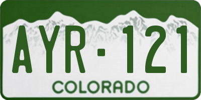 CO license plate AYR121