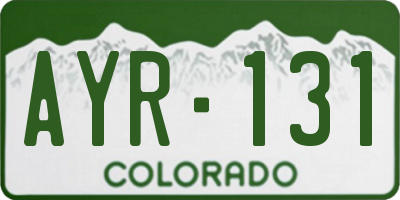 CO license plate AYR131