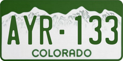 CO license plate AYR133
