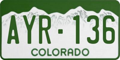 CO license plate AYR136