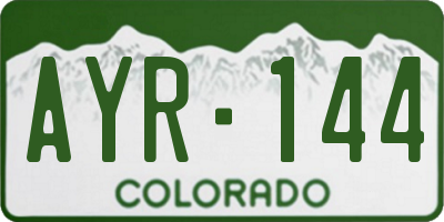 CO license plate AYR144