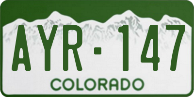 CO license plate AYR147