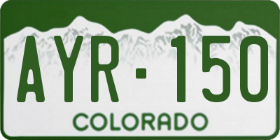 CO license plate AYR150