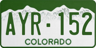 CO license plate AYR152