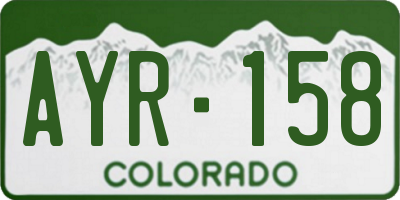 CO license plate AYR158