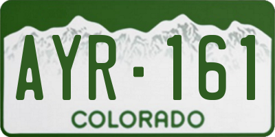 CO license plate AYR161