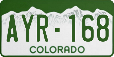 CO license plate AYR168