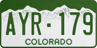 CO license plate AYR179