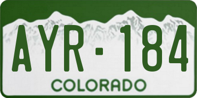 CO license plate AYR184