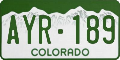 CO license plate AYR189