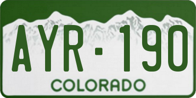 CO license plate AYR190