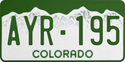 CO license plate AYR195