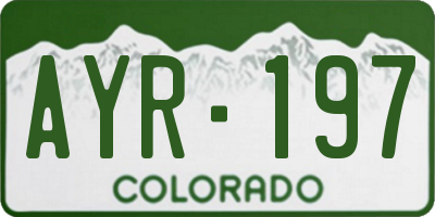 CO license plate AYR197