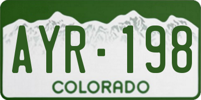 CO license plate AYR198