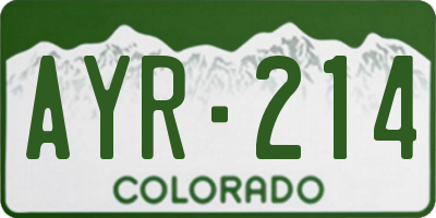 CO license plate AYR214