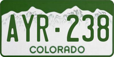 CO license plate AYR238