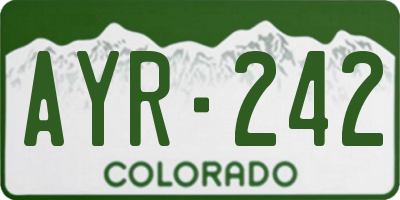 CO license plate AYR242