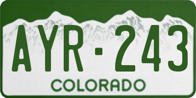 CO license plate AYR243