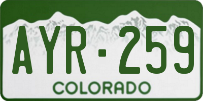 CO license plate AYR259