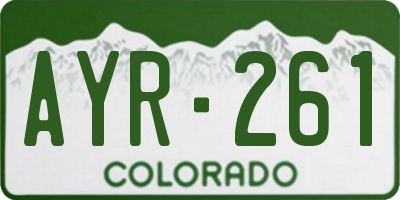 CO license plate AYR261