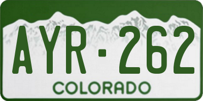 CO license plate AYR262