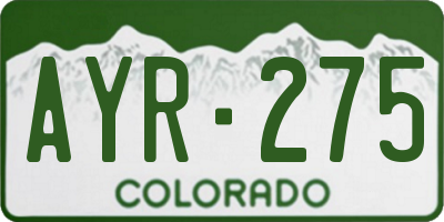 CO license plate AYR275