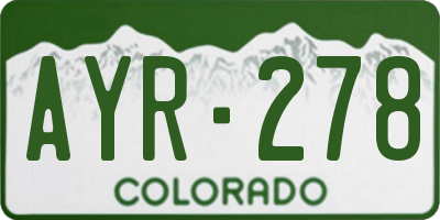CO license plate AYR278