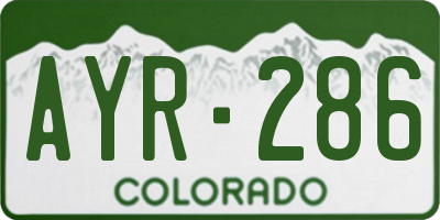 CO license plate AYR286