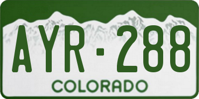 CO license plate AYR288
