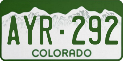 CO license plate AYR292