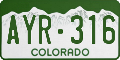 CO license plate AYR316