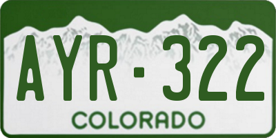 CO license plate AYR322