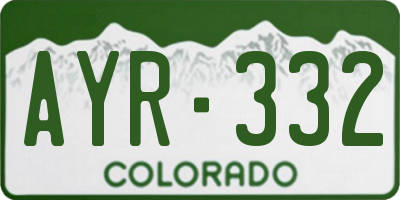 CO license plate AYR332