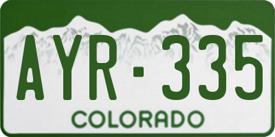 CO license plate AYR335