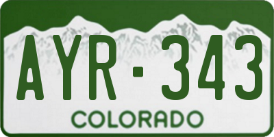 CO license plate AYR343