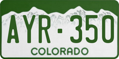 CO license plate AYR350