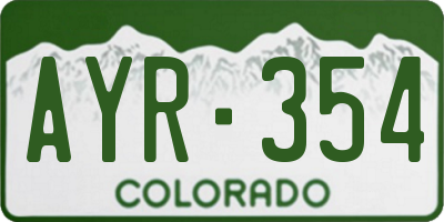 CO license plate AYR354