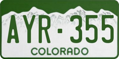 CO license plate AYR355