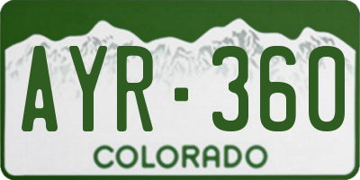 CO license plate AYR360