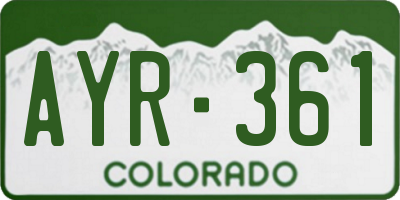 CO license plate AYR361