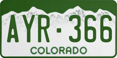 CO license plate AYR366