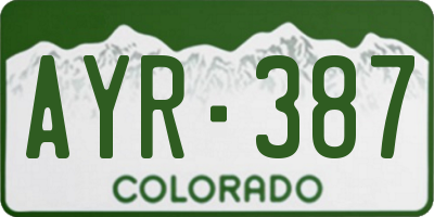 CO license plate AYR387