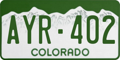 CO license plate AYR402