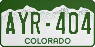 CO license plate AYR404