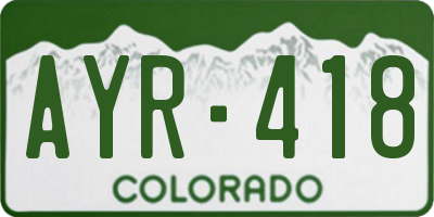 CO license plate AYR418