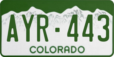 CO license plate AYR443