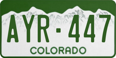 CO license plate AYR447