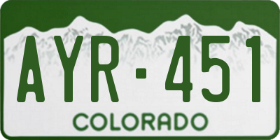 CO license plate AYR451