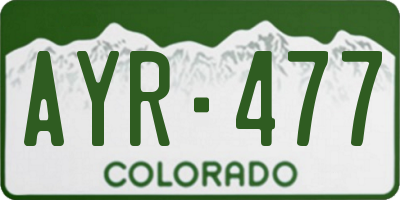 CO license plate AYR477