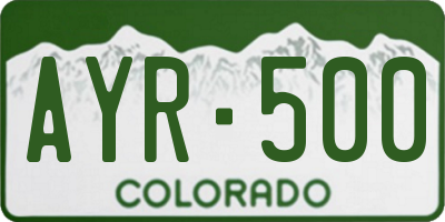 CO license plate AYR500